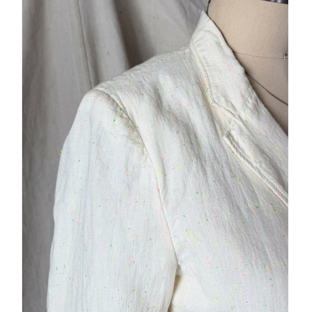 Forte forte Linen Confetti Speckled Cream Blazer Jacket Cream Neon Yellow Green - Picture 9 of 13